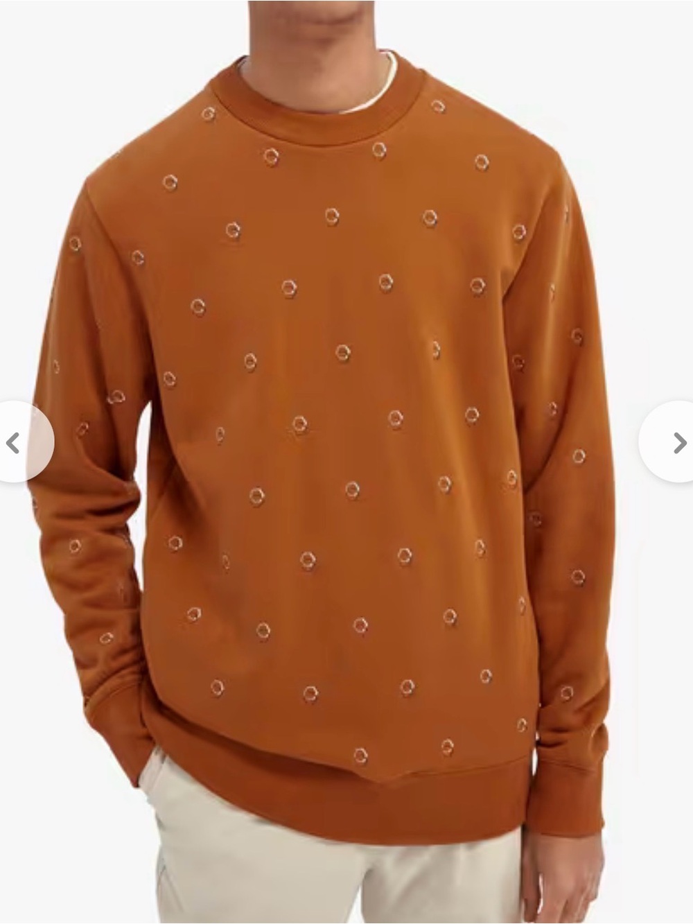 Scotch & Soda Men's Crewneck Sweater in Rust with Embroidered Dot Motif size S